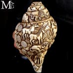 Antieke Hindu Shankha schelp - handgemaakte gravure -, Antiek en Kunst