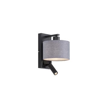 Moderne wandlamp zwart met grijs rond en leeslamp - Puglia, Verzenden, Nieuw
