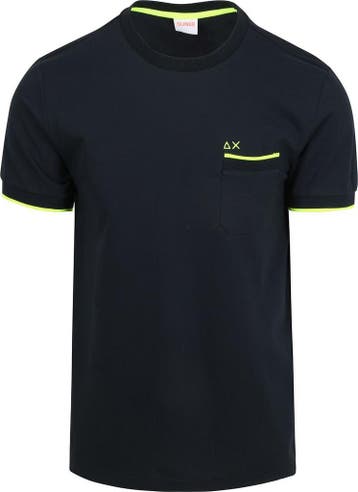 Sun68 Piqué T-Shirt Fluo Stripe Navy maat XXL Heren, Nieuw, Overige maten, Sun68, Verzenden