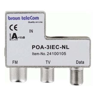 Coax splitter - Braun Telecom (FM/TV/Data), Computers en Software, Pc- en Netwerkkabels, Nieuw, Verzenden