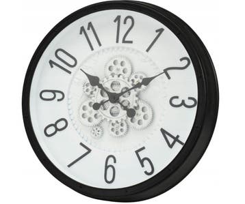 Wandklok 50 cm met roterend uurwerk Kunststof Zwart, Verzenden, Nieuw