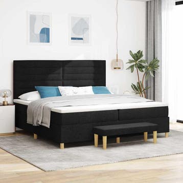 vidaXL Boxspring bed met matras met hoofdeinde Zwart 200 x, Verzenden, Nieuw, Tweepersoons, Zwart
