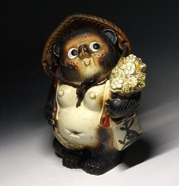 Keramiek - Zeldzame vrouwelijke tanuki - Shigaraki-ware