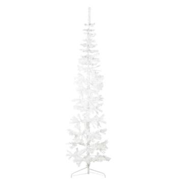 vidaXL Kunstkerstboom half met standaard smal 210 cm wit, Verzenden, Nieuw