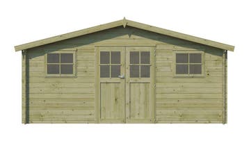 Woodlands Blokhut Hudson Geïmpregneerd 505 x 295 cm, Tuin en Terras, Nieuw