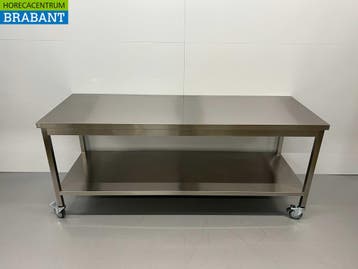 HCB RVS Verrijdbare Werktafel Tafel Op Wielen 200 x 70 x 85, Zakelijke goederen, Horeca | Keukenapparatuur, Ophalen of Verzenden