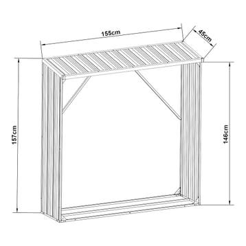 [casa.pro] Stalen brandhout rek Kalmar houtopslag 155x45x157, Tuin en Terras, Haardhout, Verzenden