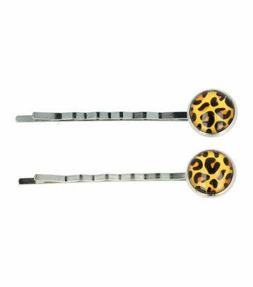 Haarspeld Schuifspeldjes 6cm - Cirkel - Panterprint - Geel -, Nieuw