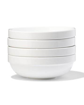 HEMA Kom Ø15cm Alledag porselein wit - 4 stuks, Verzenden, Nieuw