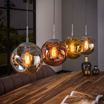 *WOONWINKEL* Hanglamp Met 4 Glazen Bollen, Huis en Inrichting, Lampen | Hanglampen, Verzenden, Nieuw