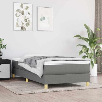 vidaXL Boxspring bed 90x200 cm stof donkergrijs, 90 cm, Eenpersoons, Verzenden, Nieuw