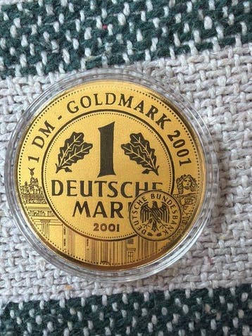 Duitsland. 2001, 1 Deutsche Mark, 1/200 Oz(.999) (Zonder