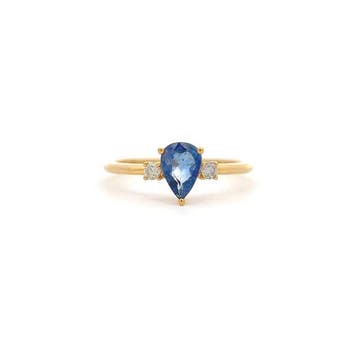 Ring - 14 karaat Geel goud - 0.84ct. tw. Saffier - Diamant, Nieuw