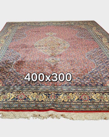 Groot Perzisch tapijt 400x300 wollen vloerkleed handgeknoopt, 200 cm of meer, Zo goed als nieuw, 200 cm of meer, Blauw