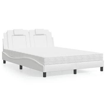 vidaXL Bed Viana met matras kunstleer wit 120x200 cm, Overige materialen, Verzenden, Wit, Nieuw