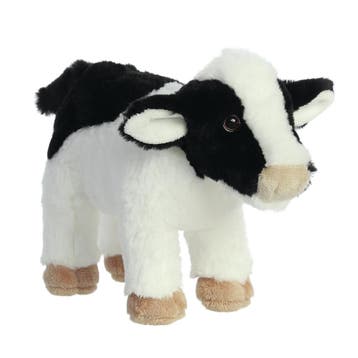 Aurora koe knuffel - pluche - zwart/wit - 26 cm, Verzenden, Nieuw
