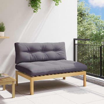 vidaXL Midden Sofaset Licht Acacia en Donker Grijs, Verzenden, Nieuw