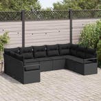 vidaXL Tuinbankenset met kussen met opslag 9 pcs Zwart poly, Tuin en Terras, Verzenden, Nieuw, Rotan, Meer dan 8 zitplaatsen