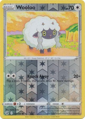 Wooloo 222/264 reverse holo (Fusion Strike), Hobby en Vrije tijd, Verzamelkaartspellen | Pokémon, Losse kaart, Nieuw, Foil, Ophalen of Verzenden