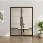 Dubbele stalen taatsdeur - 3 Vlaks - Brons - Helder glas*, Minder dan 80 cm, Overige typen, Nieuw, Metaal