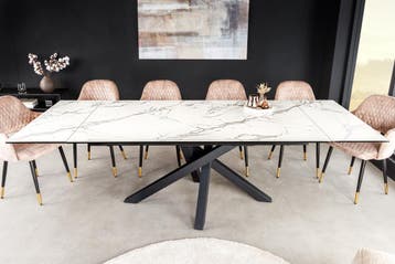 Uitschuifbare eettafel MARVELOUS 180-220-260cm wit marmer, Huis en Inrichting, Tafels | Eettafels, Ophalen of Verzenden, Nieuw