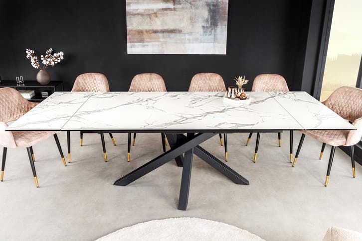 Uitschuifbare eettafel MARVELOUS 180-220-260cm wit marmer, Huis en Inrichting, Tafels | Eettafels, Ophalen of Verzenden