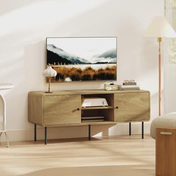 Moderne TV Meubel 120cm Eikenhout Look met Afgeronde Hoeken, Verzenden, Nieuw