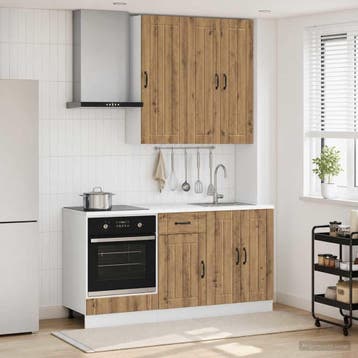 vidaXL Keukenblok LUCCA 5 st Artisanaal eiken Bewerkt hout, Huis en Inrichting, Keuken | Keukenelementen, Verzenden, Nieuw, Bruin