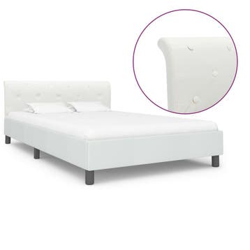 vidaXL Bedframe kunstleer wit 140x200 cm, Overige materialen, Verzenden, Wit, 140 cm