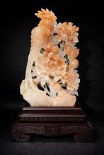 Meesterwerk Onyx-Snijwerk met Vogel en Bloesems – Vuurrode