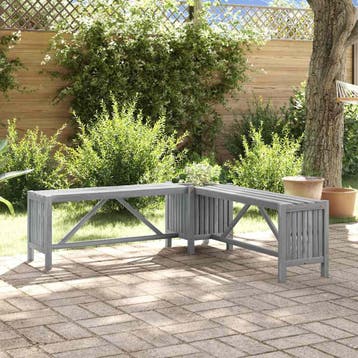 vidaXL Tuinhoekbank met plantenbak 117 cm massief acaciahout, Verzenden, Nieuw, Hout