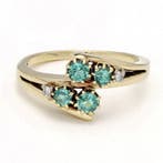 Ring - 14 karaat Geel goud - Diamant - Simili, Sieraden, Tassen en Uiterlijk, Ringen, Nieuw