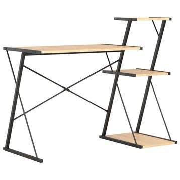 vidaXL Bureau met schap 116x50x93 cm zwart en eikenkleurig, Verzenden, Nieuw
