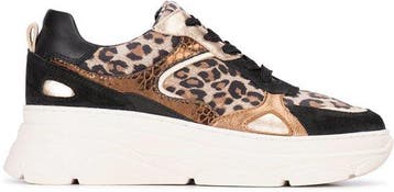 PS Poelman JANA Dames Sneakers - Bruin Met Dierenprint Maat, Kleding | Dames, Schoenen, Verzenden, Nieuw