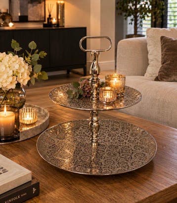 Étagère - Grote decoratieve Etagere 2 laags - De schalen
