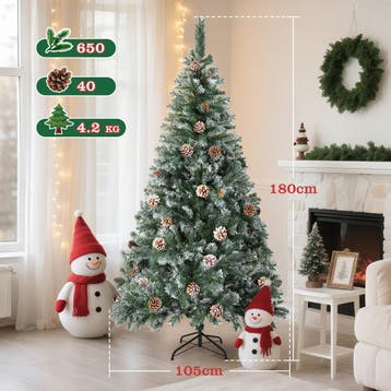 Kerstboom met sneeuw - Kunstkerstboom - 180 cm - Met standaa, Diversen, Verzenden, Zo goed als nieuw