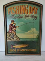 Wanddecoratie - Enseigne murale “Fishing Day – Marlow 19th