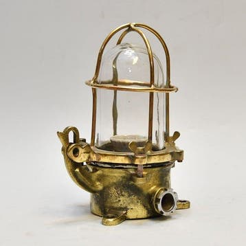 Wandlamp - Messing, Glas - Industrieel kooi-lamp