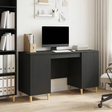 vidaXL Bureau met plank Zwart 142,5 x 50 x 75 cm Bewerkt, Huis en Inrichting, Bureaus, Verzenden, Nieuw