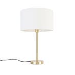 Klassieke tafellamp messing met kap wit 35 cm - Simplo, Verzenden, Nieuw, Design