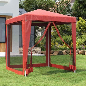 vidaXL Partytent met 4 mesh zijwanden 2x2 m HDPE rood, Verzenden, Nieuw, Partytent