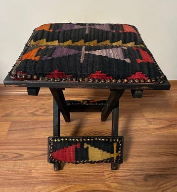 Poef - Hout - Vouwbare houten vloerkleedpoef