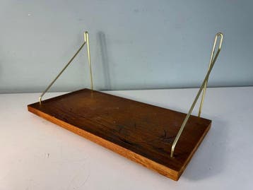 Wandplank beugel - Vintage teakhouten wandplank, 1960s -