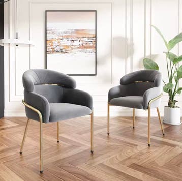 Grijze Fluwelen Loungestoel – Luxe Uitstraling Metalen Poten, Verzenden, Nieuw, Stof, Eén