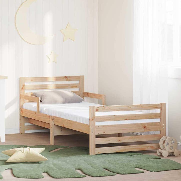 vidaXL Bedframe met uitklapbaar matras Bruin 80 x 200 cm, Huis en Inrichting, Slaapkamer | Bedden, Bruin, Nieuw, Hout, Verzenden
