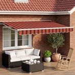 vidaXL Elektrisch Uittrekbaar Zonnescherm Oranje, Zwart en, Tuin en Terras, Zonneschermen, Verzenden, Nieuw