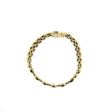 Gouden Bismarck schakelarmband met diamant 0,4 ct., Gebruikt, Ophalen of Verzenden, Met edelsteen, Goud