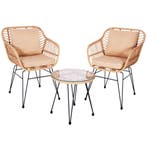 Tuinset - 3 Delig - Stoelen - Tafel - Rotan - Beige, Ophalen of Verzenden, Nieuw