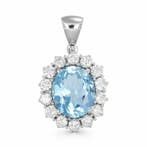 Hanger - 18 karaat Witgoud - 6.90ct. tw. Topaas - Diamant