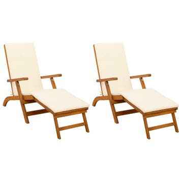 vidaXL Ligstoelkentingen en opvouwbare zonnebader 2 pcs, Verzenden, Nieuw
